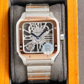 SANTOS DE CARTIE STAINLES STEEL SKELETON DIAL ROSE GOLD BEZEL