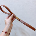 CELINE Hook & Loop 20mm TRIOMPHE Logo Square Adjustable Belt Tan Calfskin Ghw