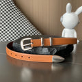 CELINE BELT 25MM MEDIUM WESTERN IN BROWN CALFSKIN SILVER BUCKLE