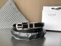 CELINE BELT 25MM MEDIUM WESTERN IN BLACK CALFSKIN WITH SILVER BUCKLE