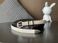 CELINE BELT 25MM MEDIUM WESTERN IN IVORY CALFSKIN SILVER GREY BUCKLE